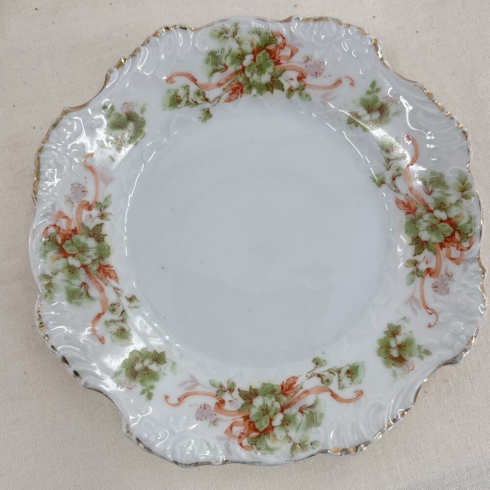 Antique Hermann Ohme Silesia Porcelain Plates Lot 8 Floral Gilt Mismatched Set - Picture 9 of 16